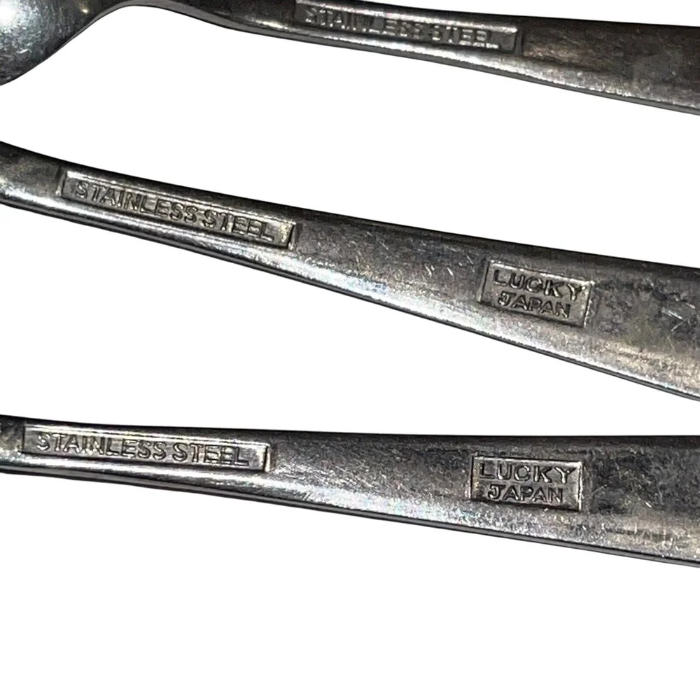 Lucky Vintage MCM Stainless Steel 4 Piece Set Baby Spoons Made Im Japan RARE HTF